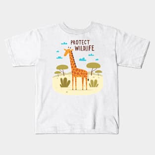 Giraffe Protect Wildlife Kids Kids T-Shirt